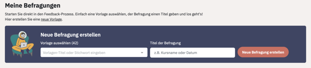 Eingabefeld um eine neue Befragung bei Edkimo zu erstellen